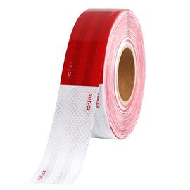 WAENLIR 2 inch x 100Feet Reflective Safety Tape DOT-C2 Waterproof Red and White Adhesive Conspicuity Tape for Trailer, Outdoor, Cars, Trucks