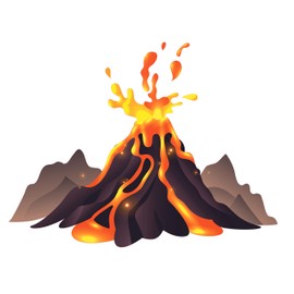 Vinyl Kids Bedroom Living Room Volcano Hot Magma Lava Cartoon Design Adhesive Wall Decal Sticker - 16" x 20" Home Art Volcanic Eruption Mountain Like Earth's Mass Object Decoration