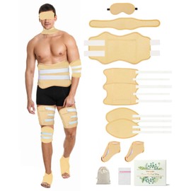 11 PCS Castor Oil Pack Wrap for Men, Castor Oil Wraps for Entire Body Plus Size, Castor Oil Pads Set for Eyes Stomach Knees Legs Feet, Flannel Cotton, Adjustable Straps, Reusable, Machine Washable