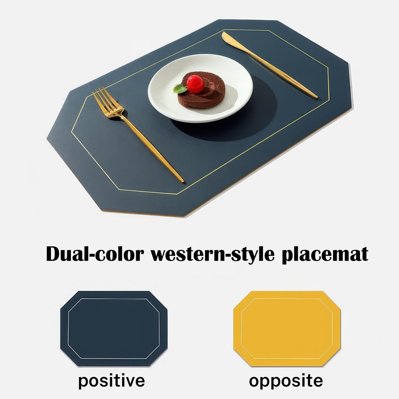 Faux Leather Placemats,Wipeable Dual Sided,Set of 4