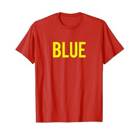 Annoying Illusion Blue Text in Yellow Lettering on Red T-Shirt