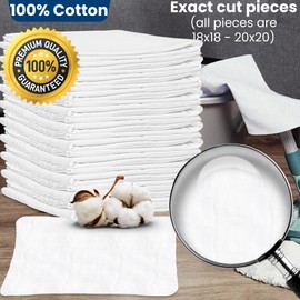 Nabob Wipers New Lint Free Rags 100% Cotton Cleaning Rags, Soft Cloth Tshirt Material for Cast Iron, Staining Wood, Dust Rags, Shoe Polishing (18"x18") 45 Pack