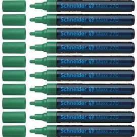 Schneider Maxx 270 Lackmarker (Rundspitze, Spitze austauschbar, 1 - 3 mm) 10er Packung grün