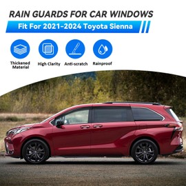 LQQDP 4pcs Front+Rear Smoke Tint Sun/Rain Guard Outside Mount Tape-On Vent Window Visors Compatible with 2021-2024 Toyota Sienna