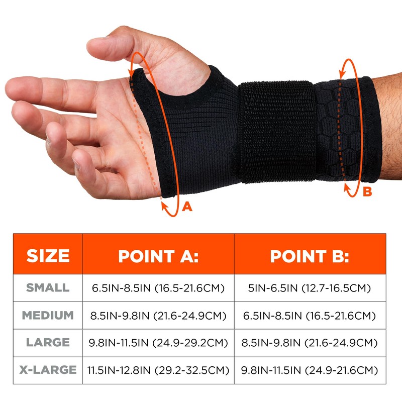 Ergodyne ProFlex 680 Wrist Support Sleeve, Compression Style, Adjustable Single