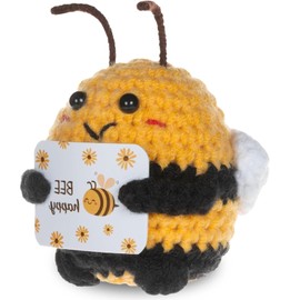 Bee Happy Positive Gift Emotional Support Crochet for Friends Colleagues and Family, Pocket Hug Positive Crochet Animals Gifts for Women Men