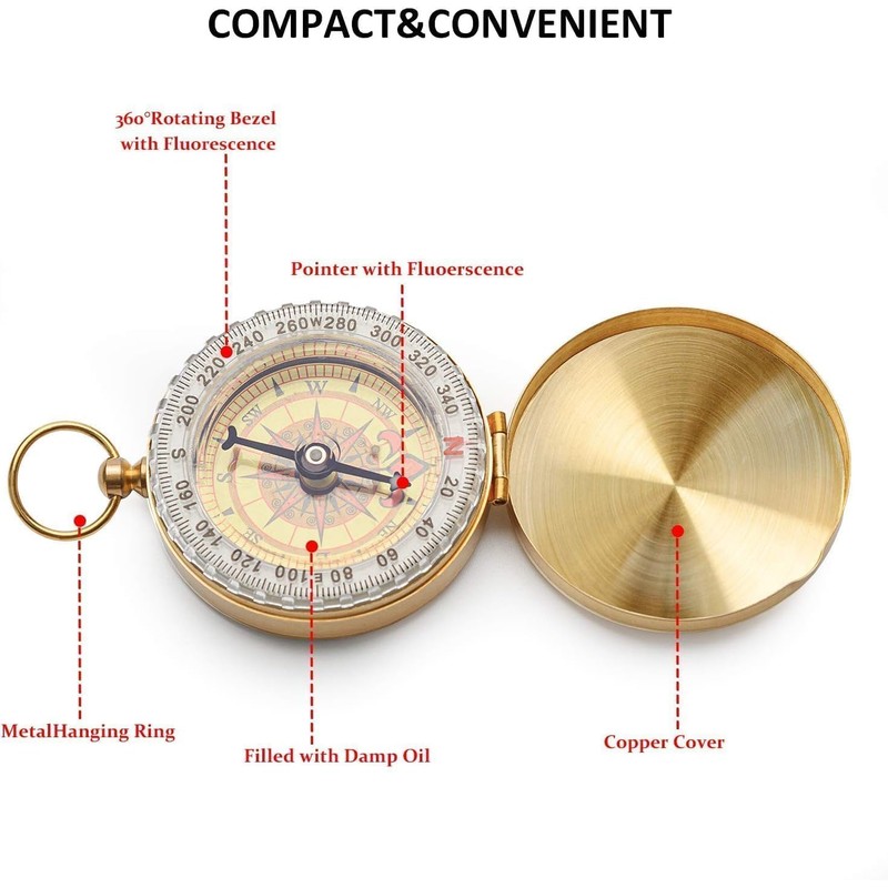 Fonyiunce Kompas, Kompas Outdoor, Portable Compass, Pocket Compass, Compass with