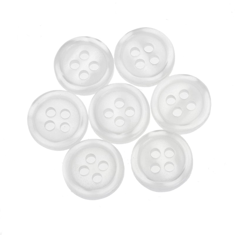 dophee 100pcs Plastic White Buttons for Crafts, 4 Holes Round