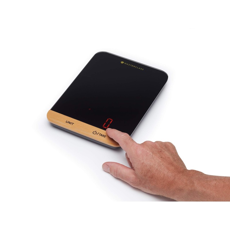 MasterClass Compact Digital Kitchen Scales in Gift Box, Plastic/Bamboo, Black,