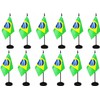 12 Pack Brazil Desk Flags Set Brazilian Small Mini Table