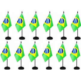 12 Pack Brazil Desk Flags Set Brazilian Small Mini Table Office Miniature Desktop Flag Home Office Decoration