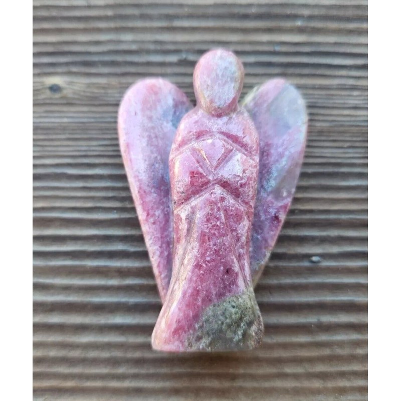 NATURAL 2" RHODONITE STONE HANDCARVED GEMSTONE ANGEL