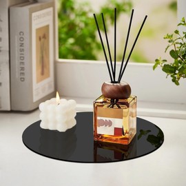 Acrylic Round Mirror for Tables Centerpieces, 8 inch Circle Mirror Tiles Tray for Wedding Wall Home Living Room Bedroom Decor, Small for Crafts (14, Black, 8inch/20cm)