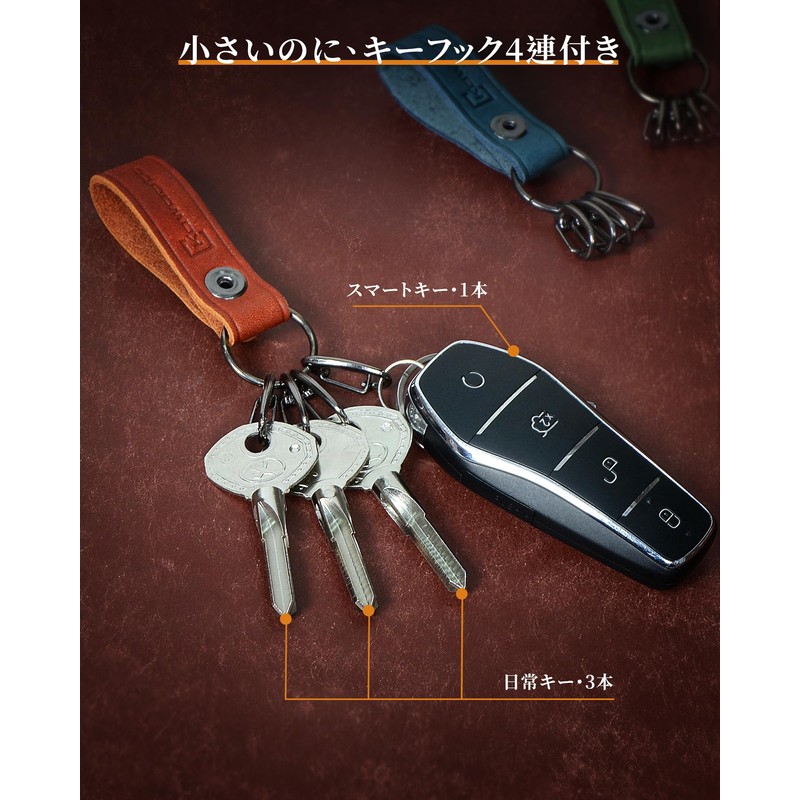 Kawaoto Men's Pueblo Leather Key Holder, Genuine Leather, 4 Hooks,