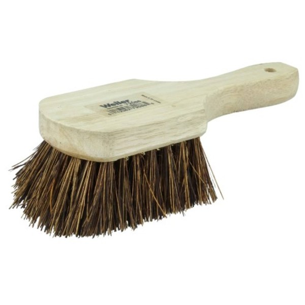 Weiler 72086 8" Utility Scrub Brush, Palmyra Fill, Short Handle, Wood Block