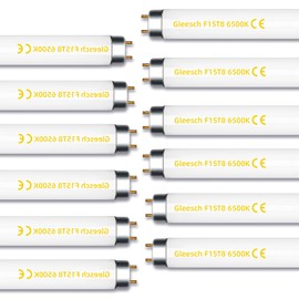15W 18" T8 Linear Fluorescent Light Tube Bulb, 1.5 Feet F15T8 DL Medium Bi-Pin G13 Base 6500K Daylight 12 Pack