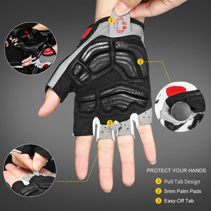 Inbike Men's Bike Gloves Gel Pad Half Finger for Mountail