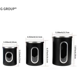 Kitchen 3-piece Airtight Kitchen Canister Set-Stainless Steel with Anti-fingerpri