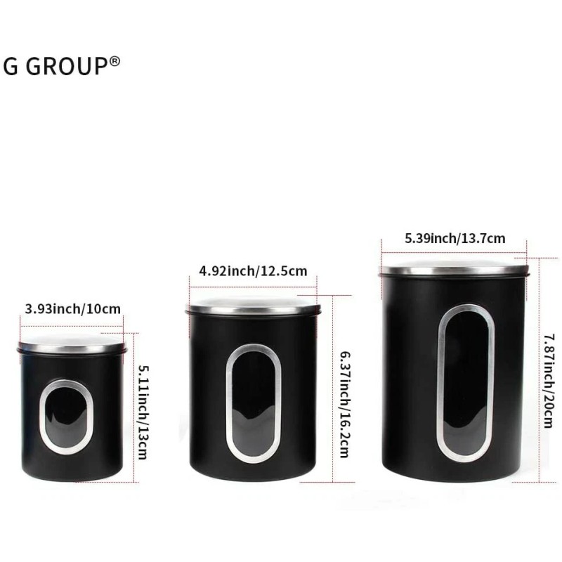 Kitchen 3-piece Airtight Kitchen Canister Set-Stainless Steel with Anti-fingerpri