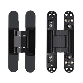 HLMOptimo 6inch Hidden Door Hinges Invisible Hinges Concealed Hinges Zinc Alloy 180 Degree Swing Hinge 3 Way Adjustable Butt Hinge 6 x 2.5 x 1 inch (Black Pack of 2)