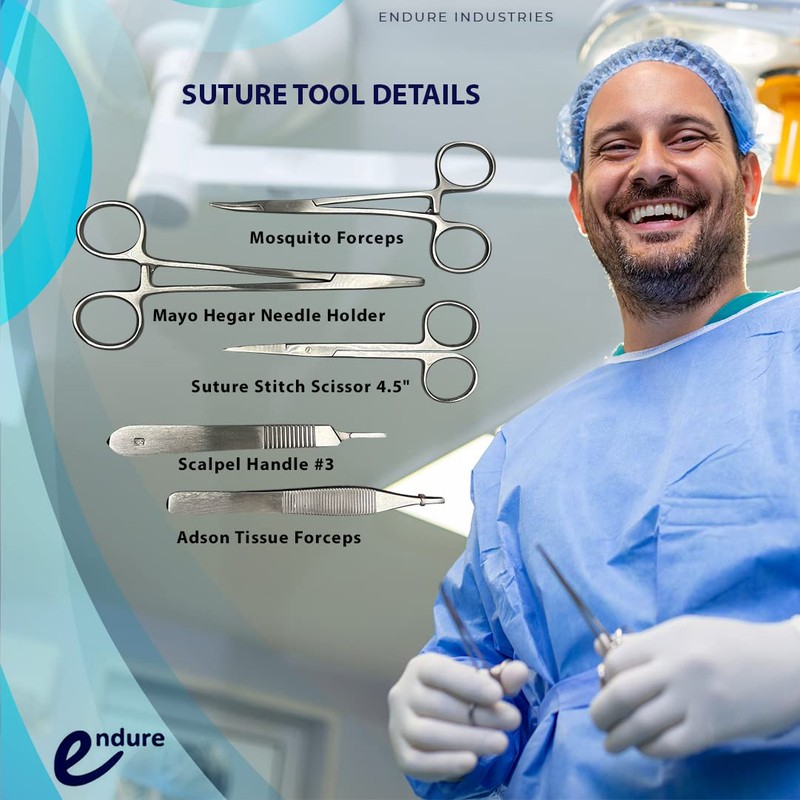 Endure Suture, I/V & Injection Training KIT, 50 Items, Durable