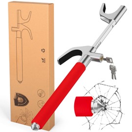 MONOJOY Steering Wheel Lock Universal Security Car Lock Anti-Theft Carro Device Locking Retractable Antitheft Device Vehicle Lock with Safety Hammer for Truck|SUV|Van Accessories, 3 Keys, Red