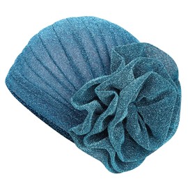 African Pattern Headwrap Pre-Tied Bonnet Turban Knot Beanie Cap Headwrap Hat Hair Loss Hat Beanie Bonnet Headband for Women Blue