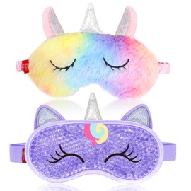 my novel things Cooling Eye Mask and Sleep Mask Eye Cover Rainbow Unicorn Girls Birthday Cute Gifts Teens Women, Cold Warm Eye Compress for Dry Eyes Spa at Home Travel Plush Blindfold Sleeping