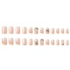 Pink Press on Nails French Tip Fake Nails with Rhinestone