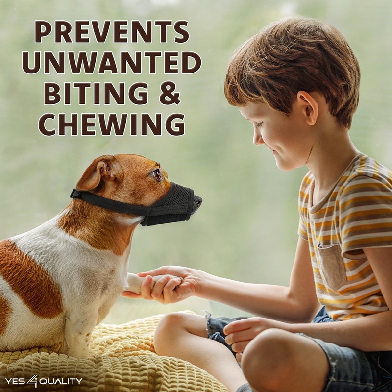 Yes4Quality Dog Muzzle (Medium), Soft & Breathable Mesh Muzzle for