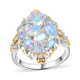 Shop LC Opal White Zircon 925 Sterling Silver 18K Vermeil Yellow Gold Rhodium Plated Ring for Women Jewelry Birthday Gifts Size 7 Ct 1.61