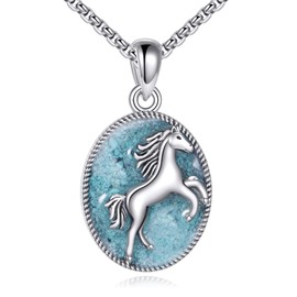HBLICY Horse Necklace 925 Sterling Silver Turquoise Horse Pendant Jewelry Gifts for Women Men