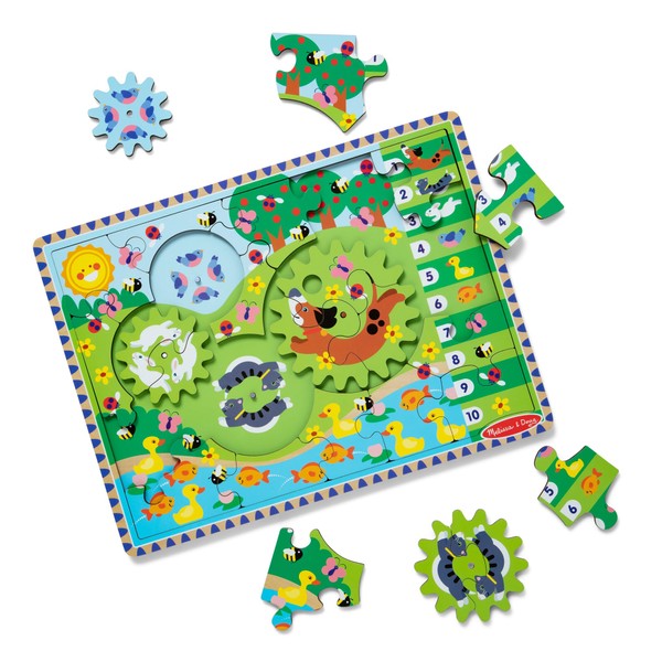 Melissa & Doug Wooden Animal Chase Jigsaw Spinning Gear Puzzle – 24 Pieces - Wooden Puzzle for Toddlers and Preschoolers, for Boys and Girls Ages 3+