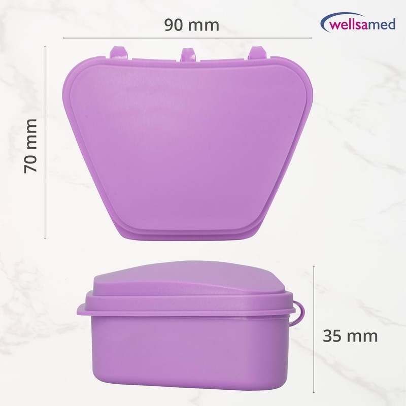 wellsamed KFO Mini Purple Denture Box for Storing Braces, Splints