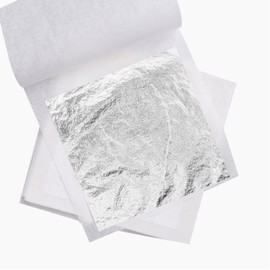30pcs Silver Leaf Sheets, 2.4x2.4inch Edible Silver Leaf Foil Sheets Double-Sided Silver Leaf Silver Flakes Edible for Cakes DIY Art Crafts Paintings Decoration