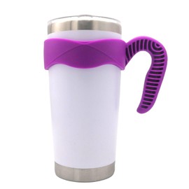 20 oz Tumbler Handle, Anti Slip Travel Mug Grip Cup Holder for Vacuum Insulated Tumblers, Suitable for Yeti Rambler, Trail, Sic, Ozark and More 20 Ounce Tumbler Mugs/Car Cups Accessories (Purple)