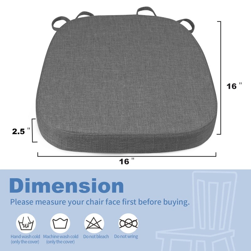 BUYUE Thickened 2.5" Friendly Woven Fabric Dining Chair Cushion, U-Shape