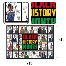 Buxiuer Black History Month Photo Booth Backdrop February Historical African American Heritage Decorations School Classroom Bulletin Board Decor (7×5ft)