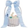 Personalization Universe Embroidered Initial Blue Bow Wicker Easter Basket with