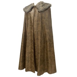 HiiFeuer Medieval Barbarian Cloak With Artificial Fur Shawl, Wrap Collar Viking Warrior Cape, Renaissance Role play Costume(Brown M)