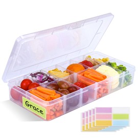 XANGNIER Snack Box Container for Kids Lunch Accessories,Divided Snackle Box Charcuterie Container,12 Compartments Reusable Food Storage Containers for School, Travel,Work,Bento Box Accessories,1 Pack