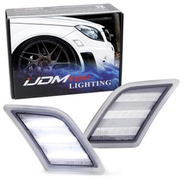 iJDMTOY Triple-Row White Full LED Side Markers, Compatible with Mercedes 2008-2011 W204 C250 C300 C350 & 2008-2013 C63 AMG, Clear Lens, Replace OEM Amber Sidemarker Lamps