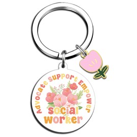 Lelekdo Appreciation Gift for Social Worker Social Worker Keychain for Women Thank You Gift for Office Workers Funny Community Work Birthday Retirement Present