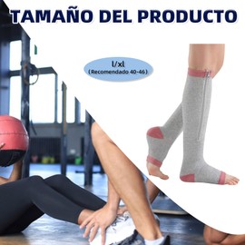 QICHEN Calcetines de compresión con cierre,2 pares de Calcetines de compresión con cierre,Calcetines de compresión de punta abierta，Calcetines de compresión con cierre (gris, L/XL)