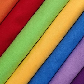 Qililandiy 7pcs Rainbow Colours Fat Quarter 100% Cotton Fabric for Sewing Crafting Patchwork Quilting 18x22Inches