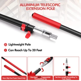 20 Foot High Reach Dusting Kit with 5-12 Foot Extension Pole // High Ceiling Duster with Telescopic Pole // Cobweb Microfiber Duster // Outdoor & Indoor Extendable Duster Cleaning Kit