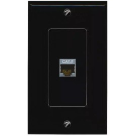 Wallplate City 1 Port CAT7 Wall Plate-1 Gang Black/Black