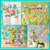 24 Wooden Bunny Easter Pendants with String, 8 cm Eggs,