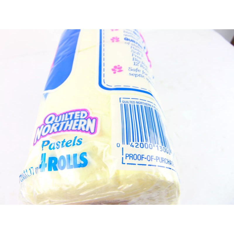 Vintage 1992 Quilted Northern Pastels Yellow Bathroom Tissue 4 Roll