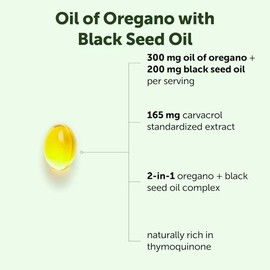 Micro Ingredients Aceite de orégano con aceite de semilla negra, 75 cápsulas blandas | Complejo de aceite de orégano 2 en 1 y aceite de semilla negra 